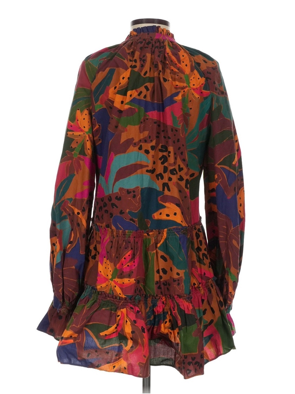 Farm Rio “Leopard’s Jungle” Brown Floral Mini Dress - XS - Picture 7 of 11